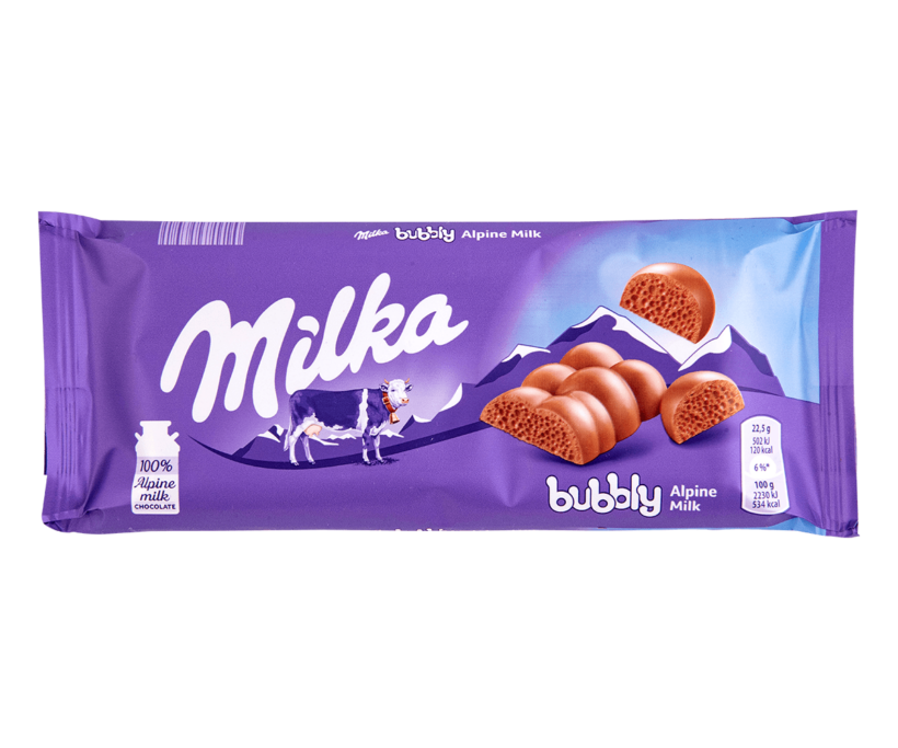 Milka Bubbly Alpine Milk Chocolate 90 Gram