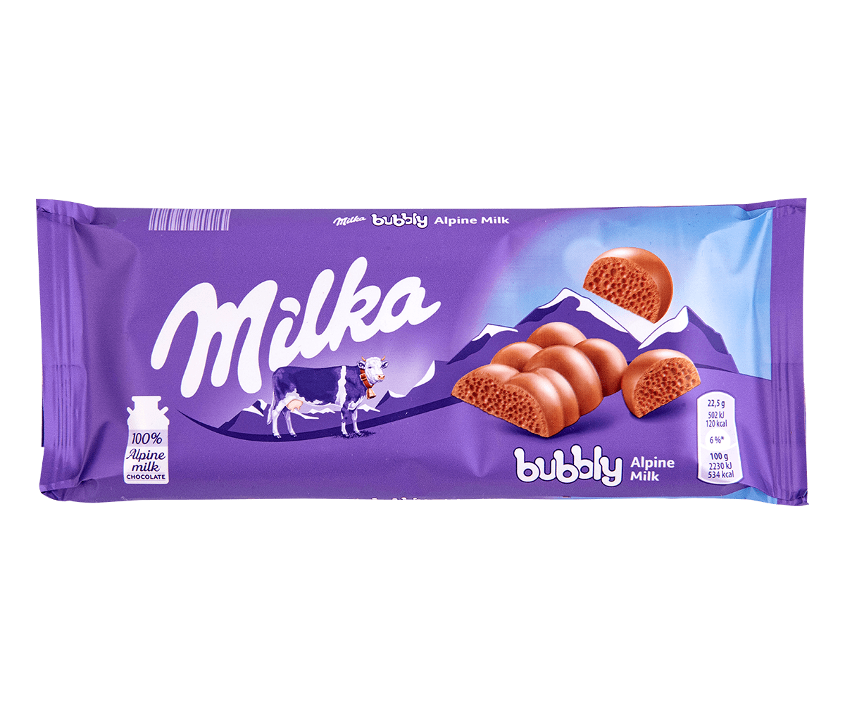 Milka Bubbly Alpine Milk Chocolate 90 Gram