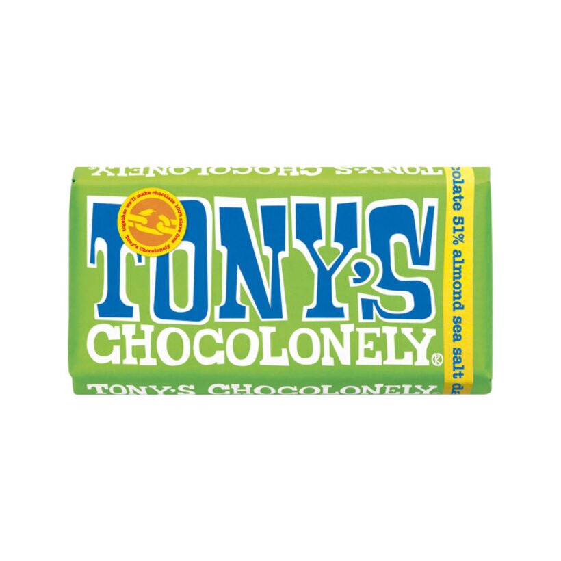 tonys - dark almond sea salt chocolate bar ‏