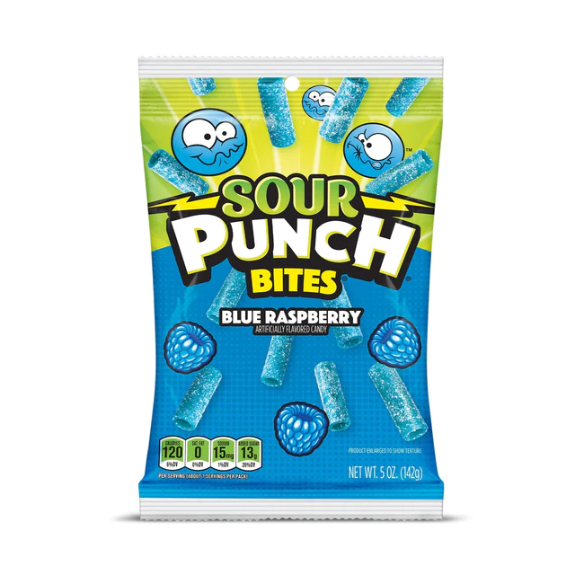 Sour Punch Bites Blue Raspberry Candy 5oz Bag 279959