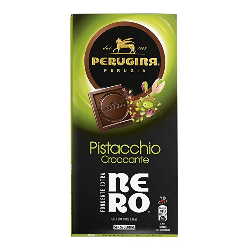 Tavoletta Cioccolato Fondente Extra Nero Al Pistacchio Perugina 85 Gr