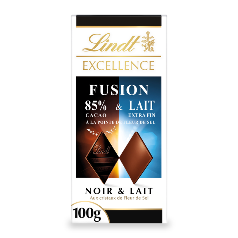 Fusion Dark 85% & Milk Fleur de Sel | לינדט אקסלנס פיוז’ן מריר 85% וחלב עם פלר דה סל