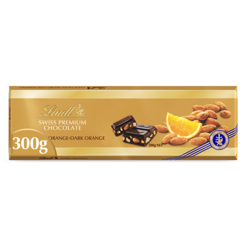 Lindt Gold Bar | לינדט סוויס פרימיום מריר שקדים ותפוז